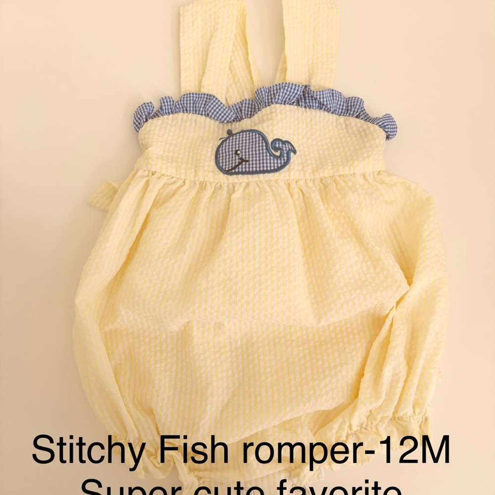 Stitchy Fish Yellow Romper for Kids